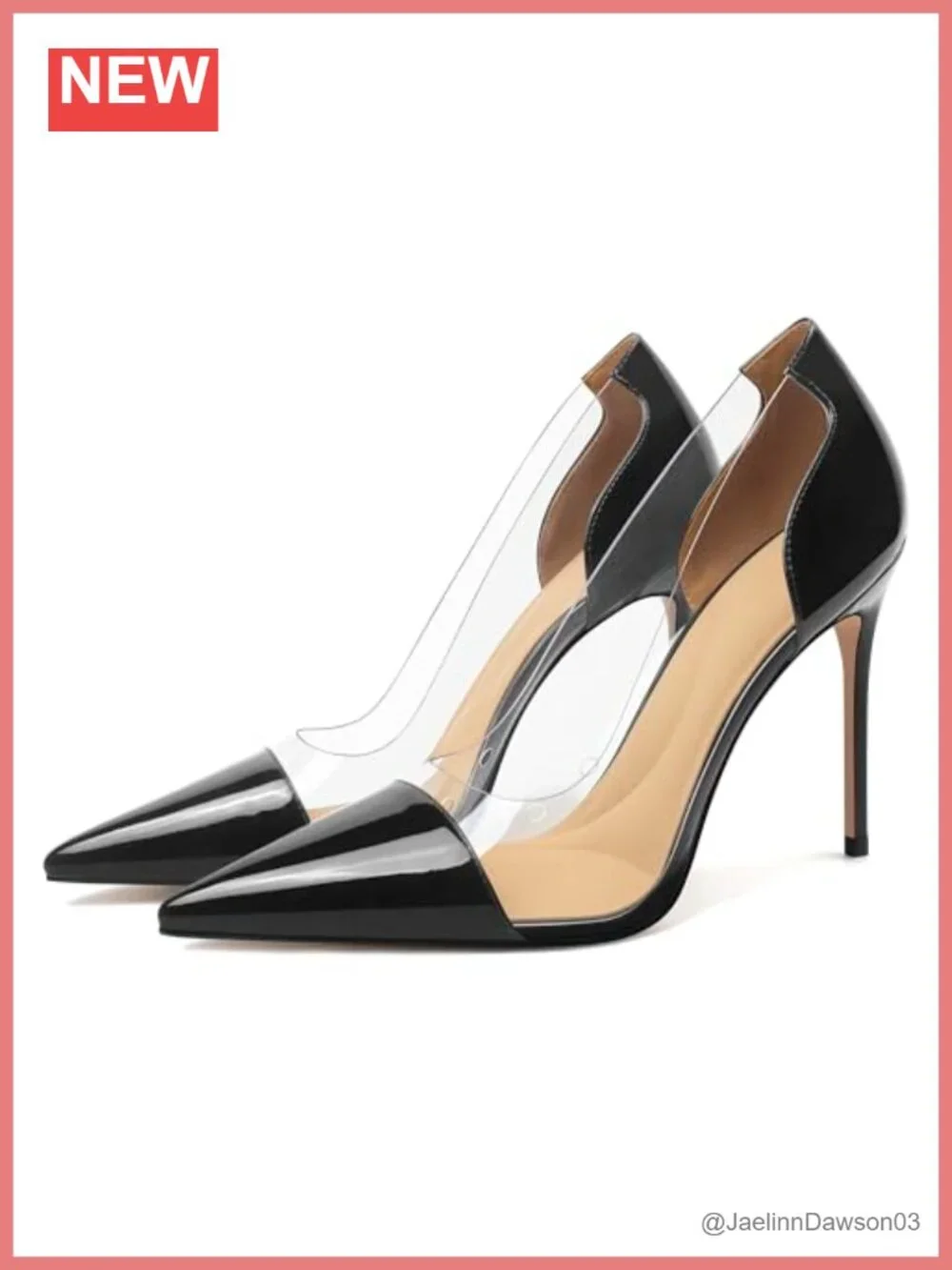 Transparent Clear Heels Pointed Toe Stiletto Pumps 4 Inch Slip On Dress Shoes